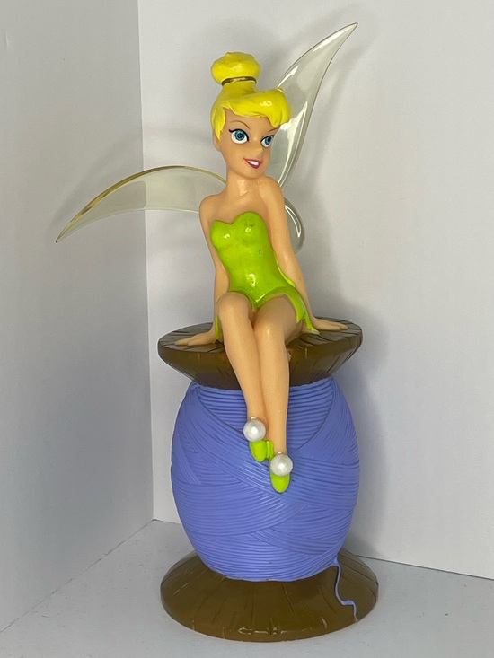 Disney Other - Vintage Disney TinkerBell Fairy Sitting On Thread Spool Piggy Bank 90s 10”